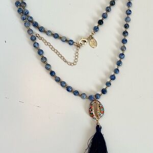 Tommy Bahama Beaded Tassel Necklace Shell Rhinestone Boho Beachy tropical Mala